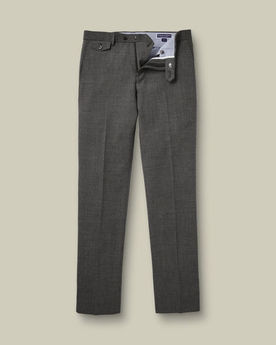 מכנסי כותנה אפורות אלגנטיות גזרת סלים פיט -Slate Grey Puppytooth Wool Stretch Slim Fit Trousers