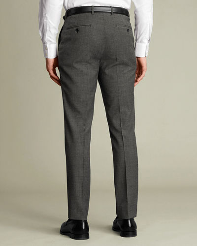 מכנסי כותנה אפורות אלגנטיות גזרת סלים פיט -Slate Grey Puppytooth Wool Stretch Slim Fit Trousers