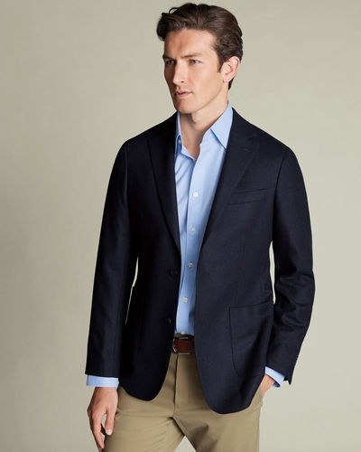 ג'קט צמר לא מובנה - Navy Wool Slim Fit Jacket