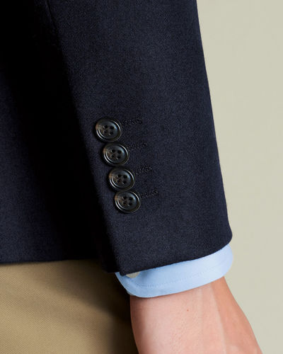 ג'קט צמר לא מובנה - Navy Wool Slim Fit Jacket