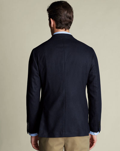 ג'קט צמר לא מובנה - Navy Wool Slim Fit Jacket