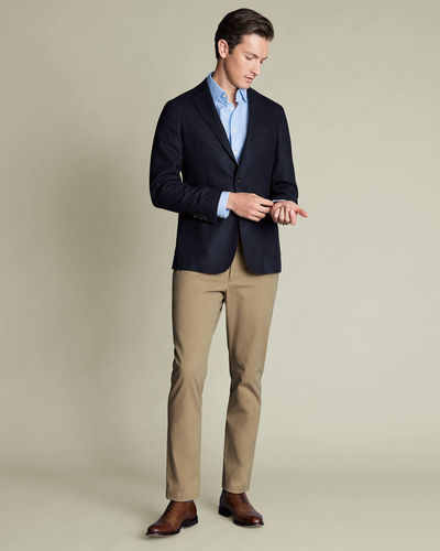 ג'קט צמר לא מובנה - Navy Wool Slim Fit Jacket