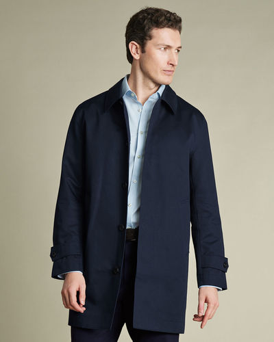 מעיל גשם מכותנה עמיד למים -French Navy Showerproof Cotton Raincoat