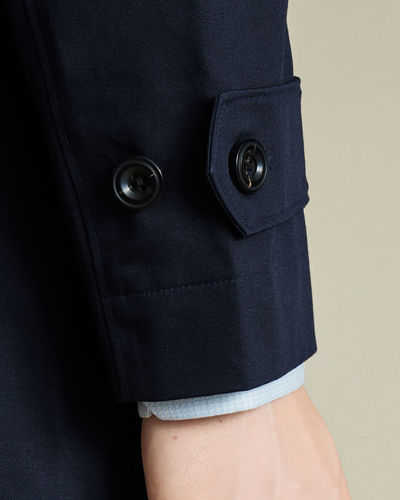 מעיל גשם מכותנה עמיד למים -French Navy Showerproof Cotton Raincoat