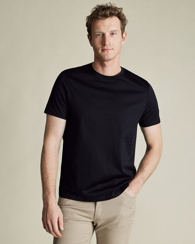 חולצת טי שירט כותנה שחורה -  Black Cotton Short Sleeve T Shirt