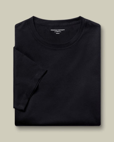 חולצת טי שירט כותנה שחורה -  Black Cotton Short Sleeve T Shirt