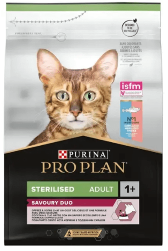 פרו פלאן Savoury Dou מזון יבש ומלא לחתול מסורס/מעוקר עשיר בחלבון קוד ופורל 3 ק