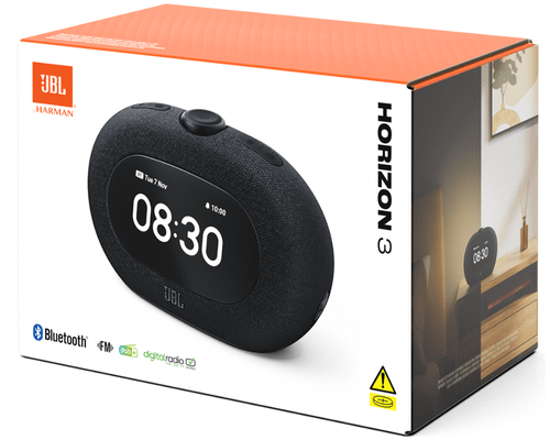 רמקול שעון מעוצב עם רדיו צבע שחור JBL Horizon 3