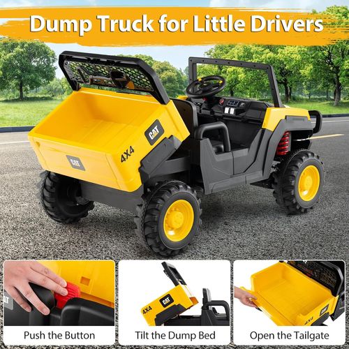 רכב שטח CAT 24V דו מושבי עם שלט רחוק ותא אחורי מתרומם