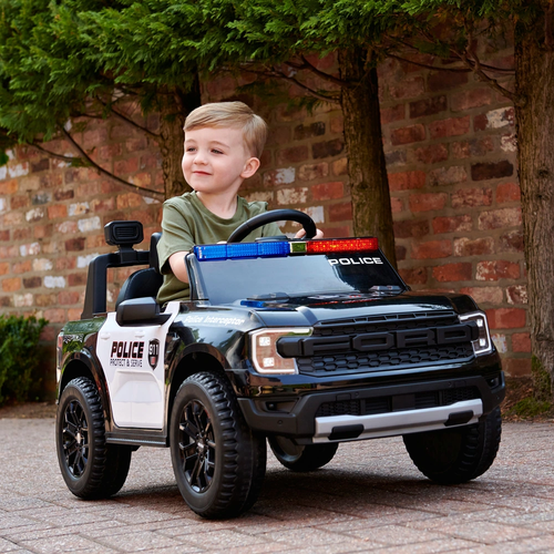 מכונית ממונעת 12V פורד ריינג'ר FORD Ranger משטרה עם שלט רחוק, מגפון ואורות