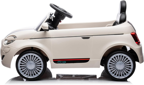מכונית ממונעת 12V לילדים FIAT 500 עם שלט רחוק, אורות ומושב דמוי עור - ורוד