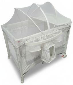 לול רשת משולב 4 ב 1 Baby Hub לול, עריסה מתחברת, משטח החתלה ומיטת קמפינג עם דופן עולה / יורדת