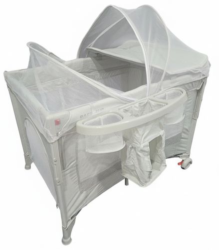 לול רשת משולב 4 ב 1 Baby Hub לול, עריסה מתחברת, משטח החתלה ומיטת קמפינג עם דופן עולה / יורדת