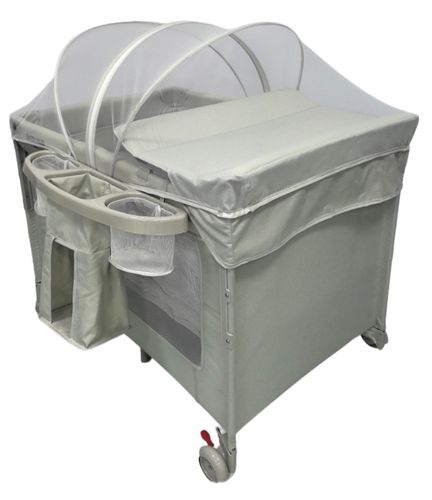 לול רשת משולב 4 ב 1 Baby Hub לול, עריסה מתחברת, משטח החתלה ומיטת קמפינג עם דופן עולה / יורדת