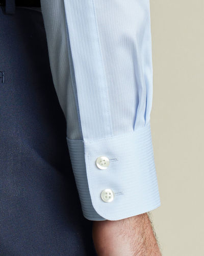 חולצה כותנה מצרית גזרת קלאסיק - Ice Blue Egyptian Cotton Stripe Classic Fit Shirt