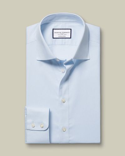 חולצה כותנה מצרית גזרת סלים פיט - Ice Blue Egyptian Cotton Stripe Slim Fit Shirt