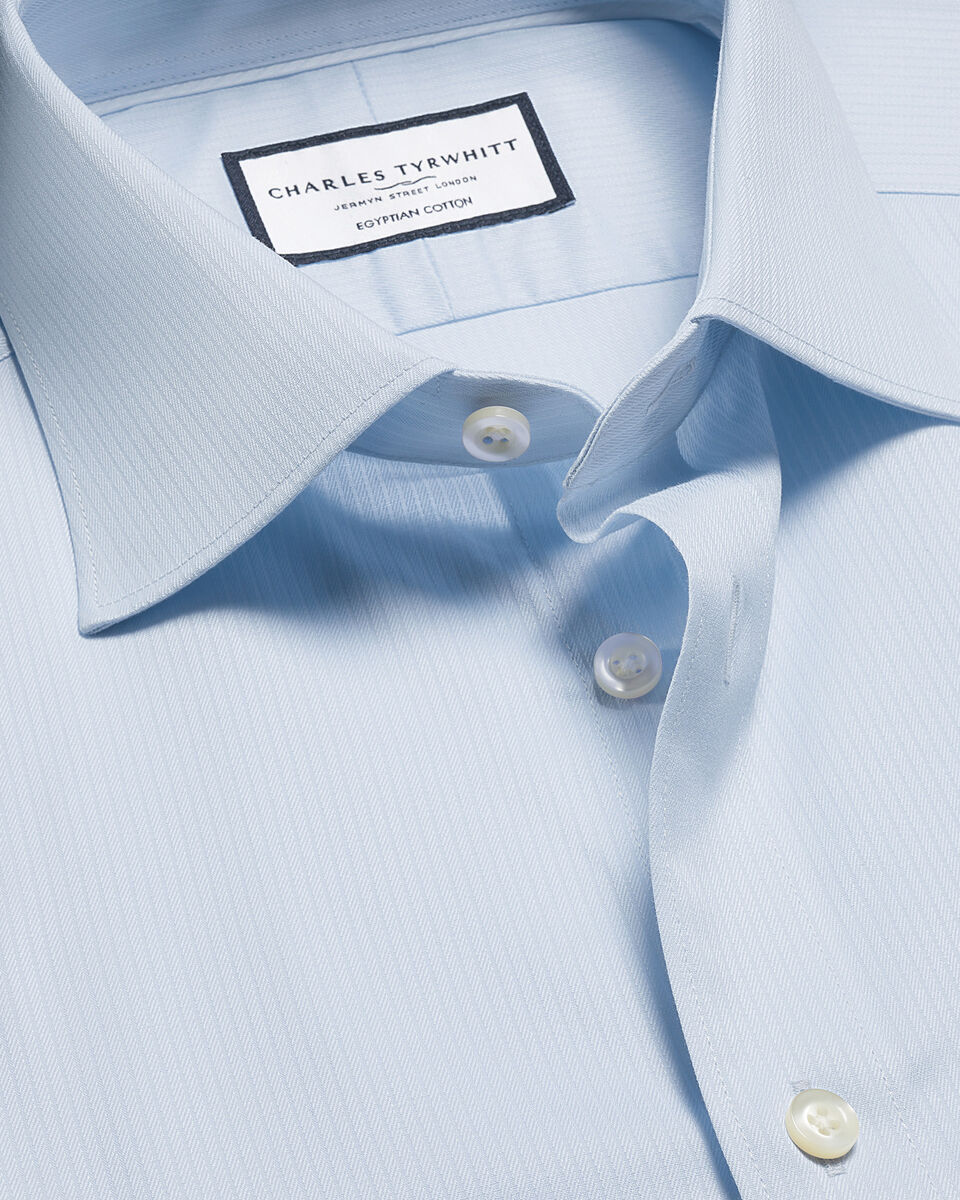 חולצה כותנה מצרית גזרת אקסטרה סלים פיט - Ice Blue Egyptian Cotton Stripe Extra Slim Fit Shirt