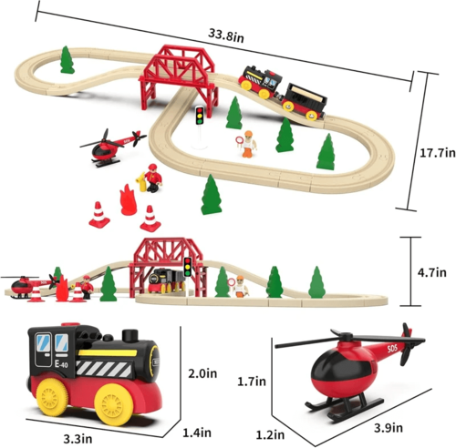 ערכת רכבת עץ חשמלית 41 חלקים - יער
