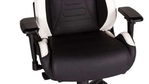 תקריב על מושב וריפוד כיסא הגיימינג DRAGON GT DELUX שחור-לבן