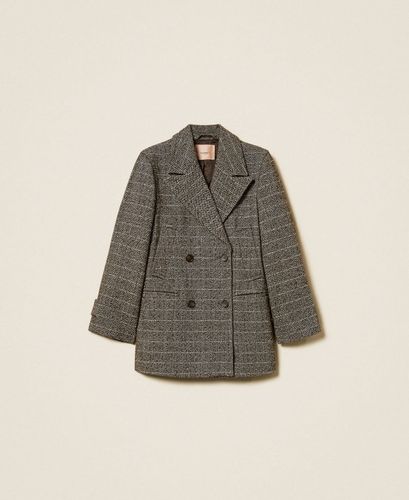 Wool blend pea coat with lurex