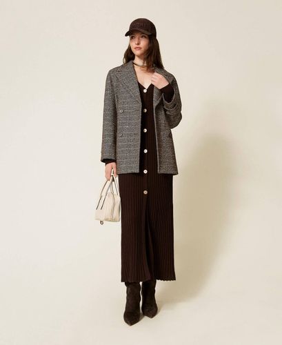 Wool blend pea coat with lurex