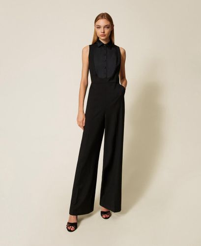 Tuxedo jumpsuit with satin details