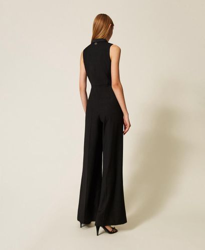 Tuxedo jumpsuit with satin details