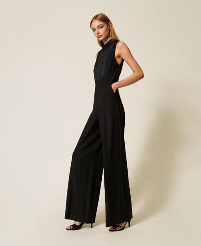 Tuxedo jumpsuit with satin details