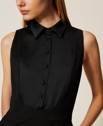 Tuxedo jumpsuit with satin details