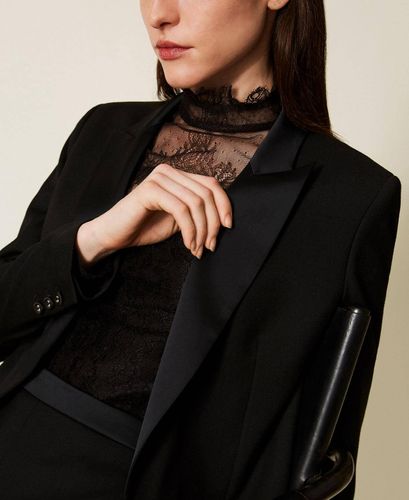 Blazer with satin details