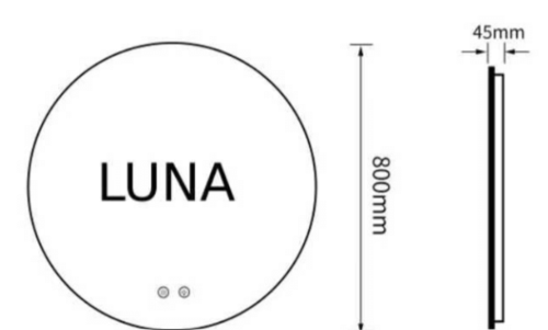 מראה עגולה לד ומפיג אדים LUNA