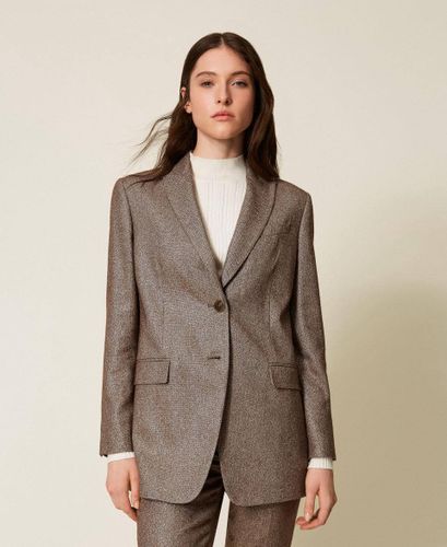 Wool blend blazer with lurex