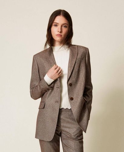 Wool blend blazer with lurex