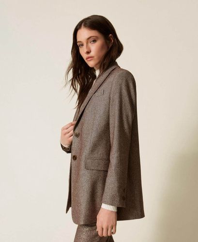 Wool blend blazer with lurex