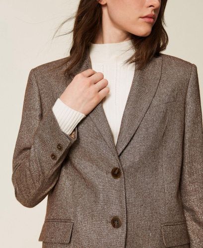 Wool blend blazer with lurex