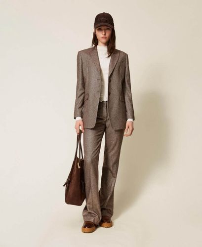 Wool blend blazer with lurex
