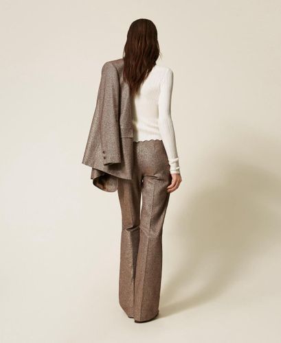 Wool blend flared trousers with lurex