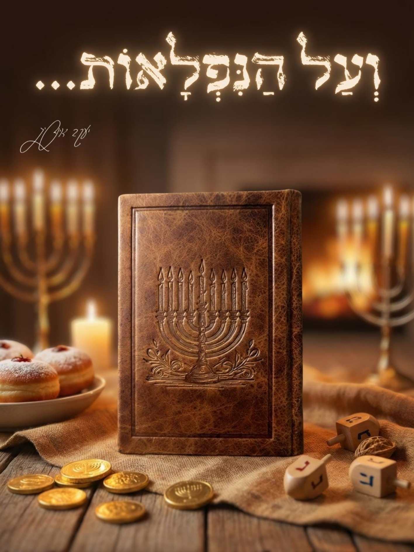 סדר הדלקת נרות חנוכה כריכת עור מפוארת ומהודרת
