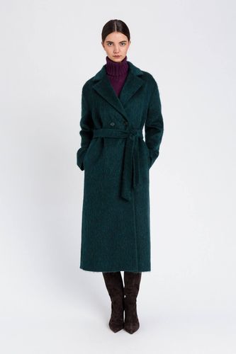 Double-breasted wool blend coat