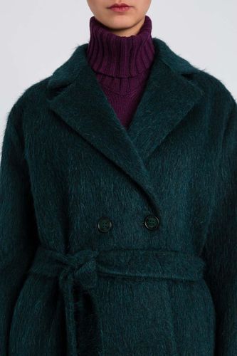Double-breasted wool blend coat