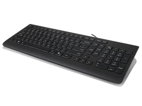סט מקלדת ועכבר Lenovo GX30M39623 בעיצוב אלגנטי עם מקלדת עמידה בפני נתזים ועכבר אופטי מדויק.