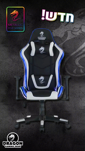 כיסא גיימינג Dragon SPACE עם תאורת RGB כולל שלט - צבע לבן/שחור  