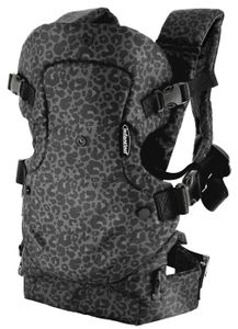 מנשא FLIP ארגונומי 4 ב-1 עם תמיכת ראש מרופדת, מצבי מושב משתנים וסינר מגן קדמי - שחור מנומר