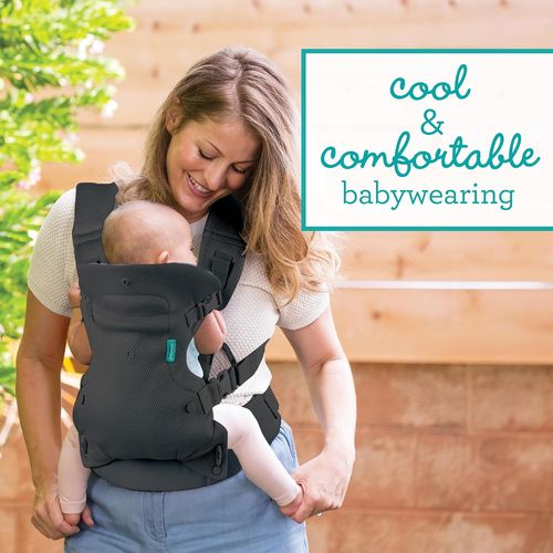 מנשא FLIP ארגונומי 4 ב-1 עם תמיכת ראש מרופדת, מצבי מושב משתנים וסינר מגן קדמי - אפור מנדף זיעה