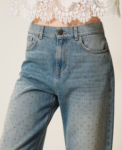 Five-pocket jeans with rhinestones