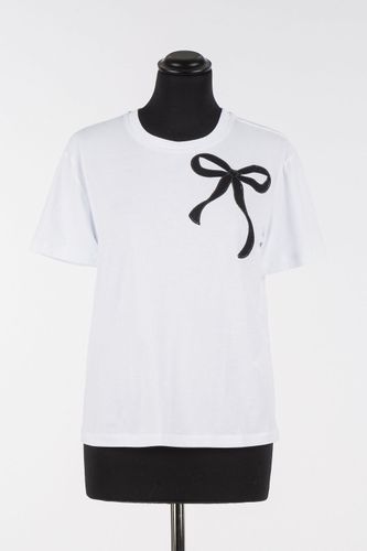 KNITTED T-SHIRT BICOLOR OPTICAL WHITE/BLACK