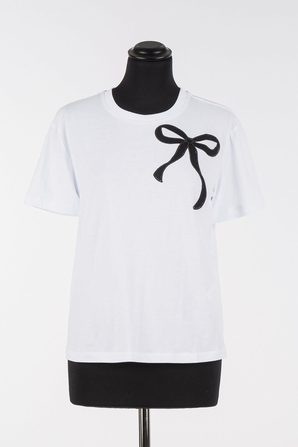 KNITTED T-SHIRT BICOLOR OPTICAL WHITE/BLACK