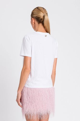 KNITTED T-SHIRT BICOLOR OPTICAL WHITE/BLACK