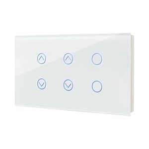 מתג טאץ' חכם משולב 2 תריסים + 2 תאורות זכוכית לבנה 4 מודול WIFI Nisko 
