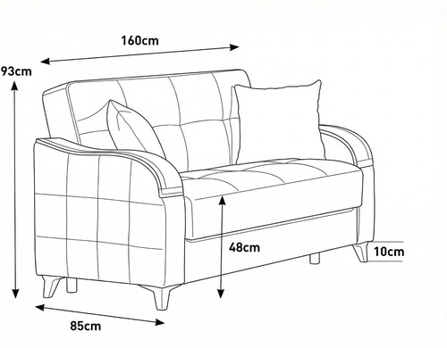 ספה דו מושבית עם ארגז מצעים דגם סברינה